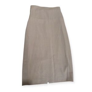 Vintage Rene Lezard Beige Pinstripe High Waisted Cinched Pencil Skirt, Size 38